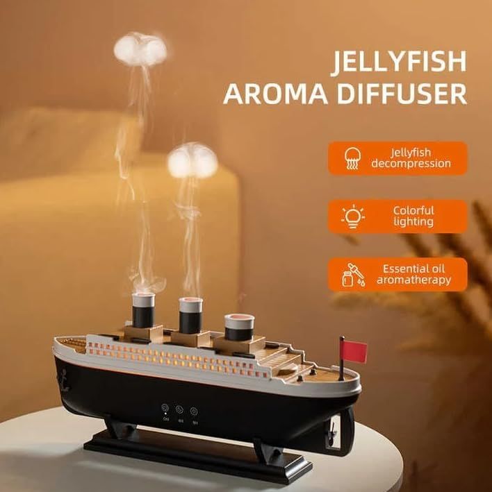Titanic Steam Ship 3D Humidifier & Aroma Diffuser – LED Mist Ship for Home Décor