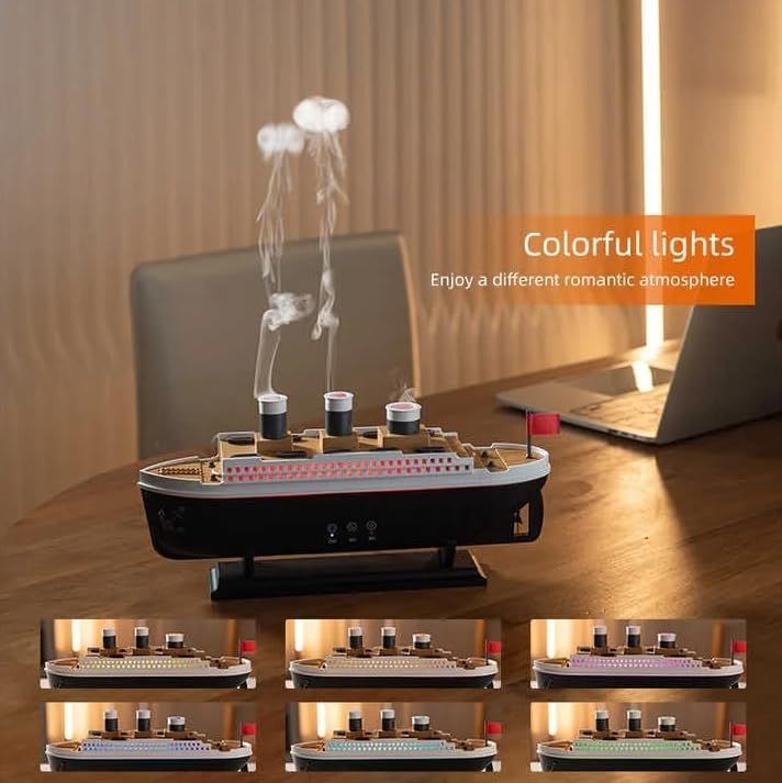 Titanic Steam Ship 3D Humidifier & Aroma Diffuser – LED Mist Ship for Home Décor